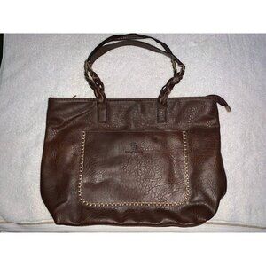 WEIMEIBAIGE OVERSIZED BROWN VEGAN LEATHER BRAIDED TOTE BAG PURSE